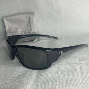Calcutta JOST Polarized Wrap Sunglasses Dark Black Sports Gray Skull Logo CC0122